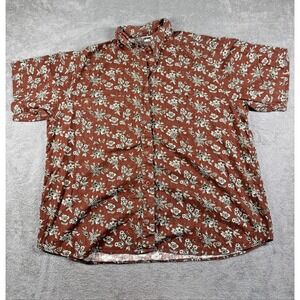 Vintage Gitano Men's Short Sleeve Button-Down Paisley Shirt Brown Size 20W